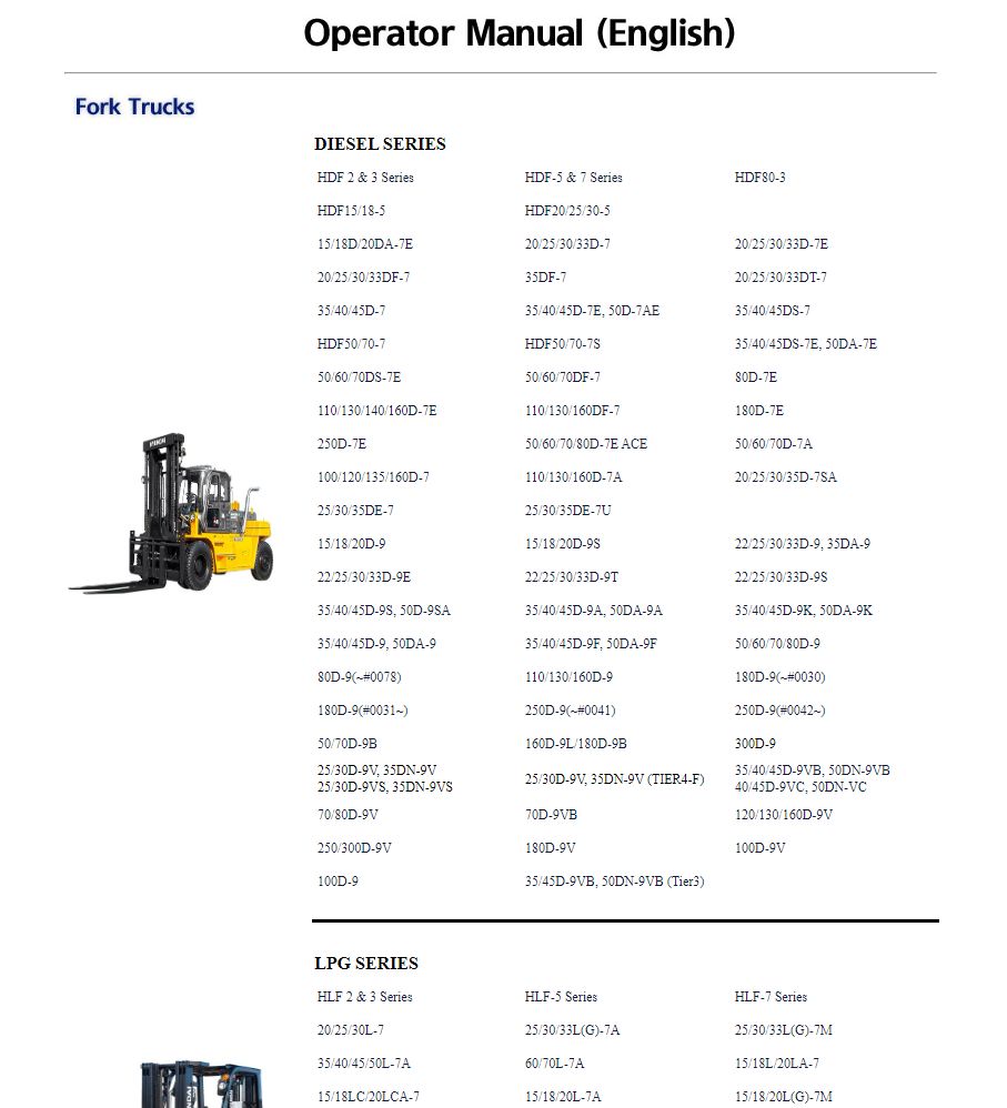 Hyundai Forklift Trucks Operator Manual PDF Updated 11.2023 Offline 1