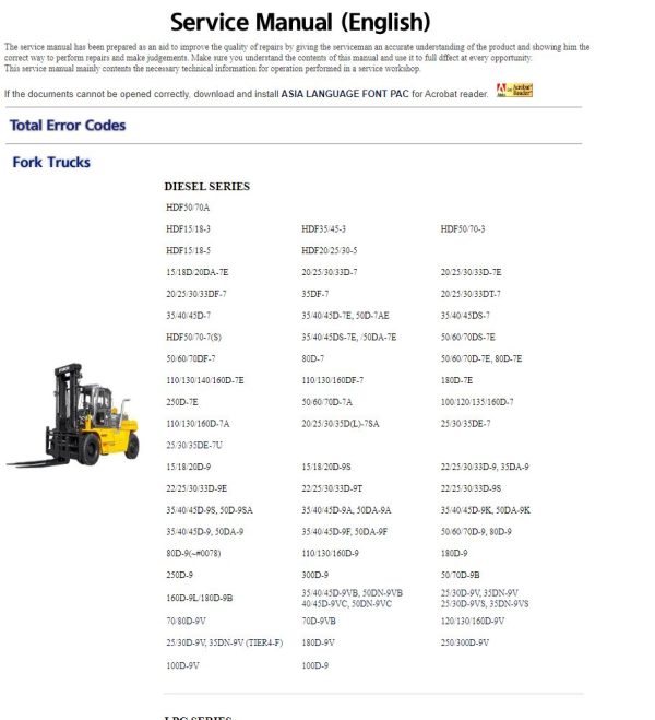 Hyundai Forklift Trucks Service Manual PDF Updated 11.2023 Offline 1