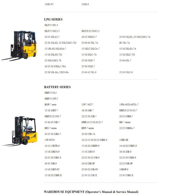 Hyundai Forklift Trucks Service Manual PDF Updated 11.2023 Offline 2