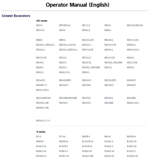 Hyundai Heavy Equipment Operator Manual PDF Updated 11.2023 Offline 1