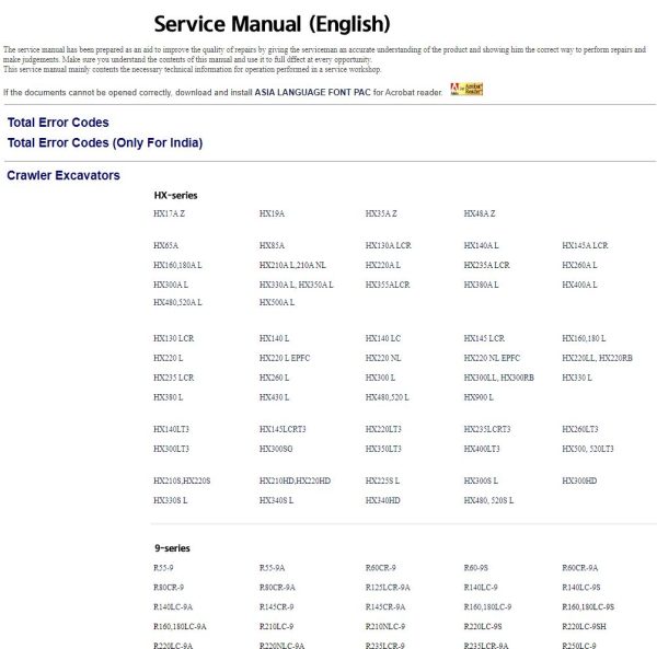 Hyundai Heavy Equipment Service Manual PDF Updated 11.2023 Offline 1