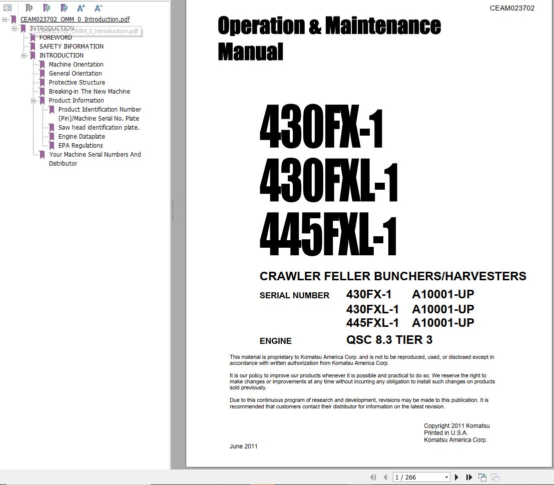 Komatsu 430FX 1 430FXL 1 445FXL 1 Operation Maintenance Manual CEAM023702