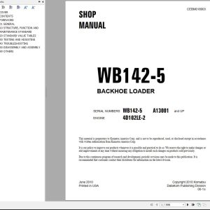 Komatsu Backhoe Loader WB142 5 Shop Manual CEBM018903