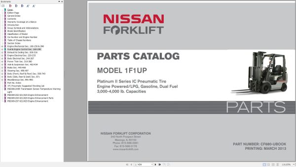 Nissan Forklift 1F1UP Parts Catalog CF680 UBOOK