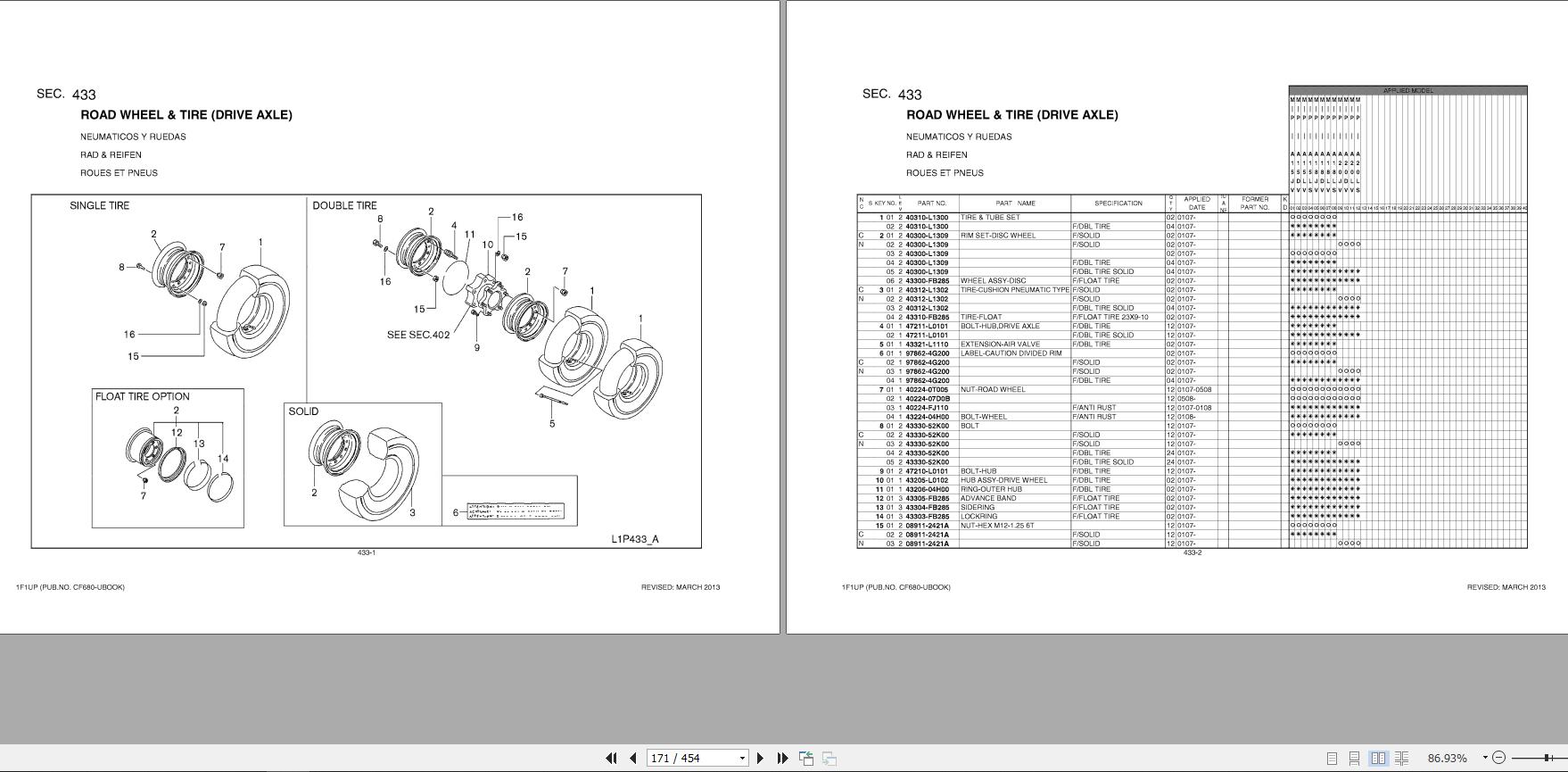 Nissan Forklift 1F1UP Parts Catalog CF680UBOOK