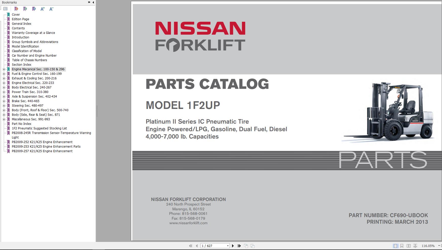 Nissan Forklift 1F2UP Parts Catalog CF690 UBOOK