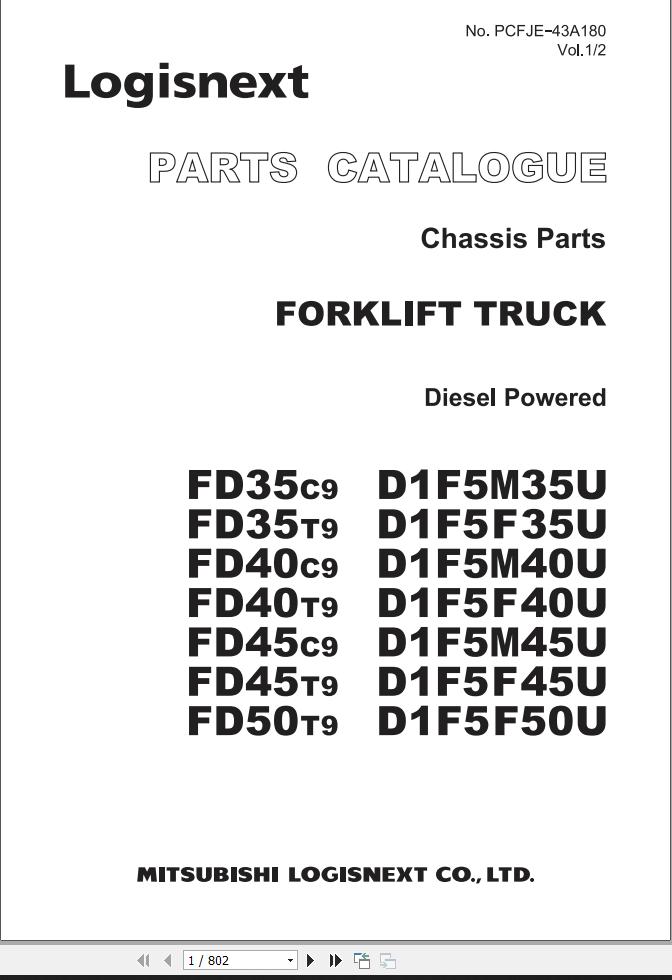 Nissan Forklift 1F5 Series Parts Catalog PCFJE 43A180