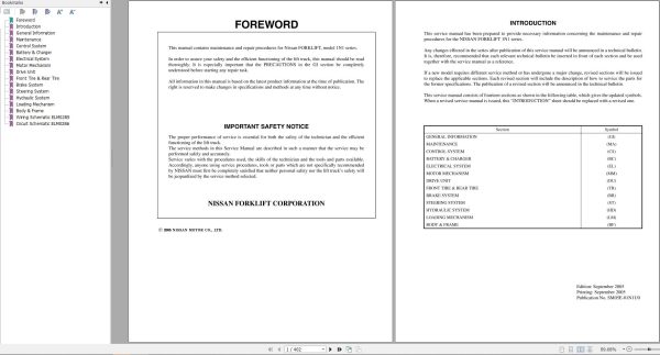 Nissan Forklift 1N1 Series Service Manual SM05E 1N1U0