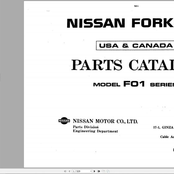 Nissan Forklift F02 Series Parts Catalog CF010UBOOK