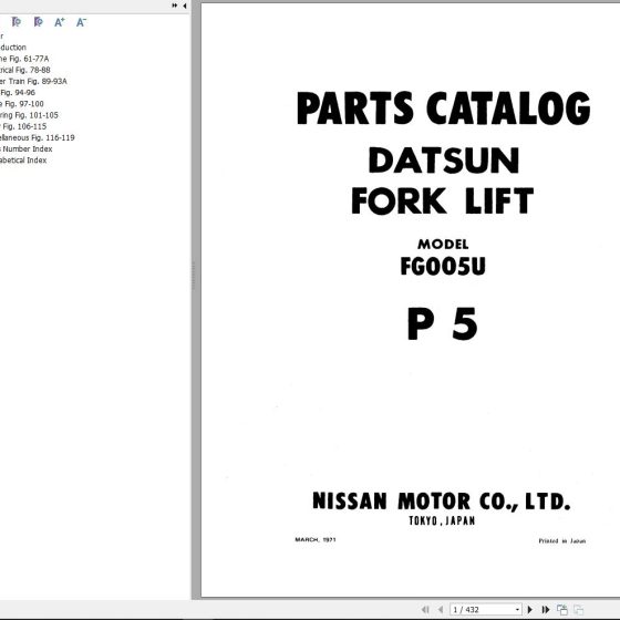Nissan Forklift FG003U Parts Catalog CF095UBOOK