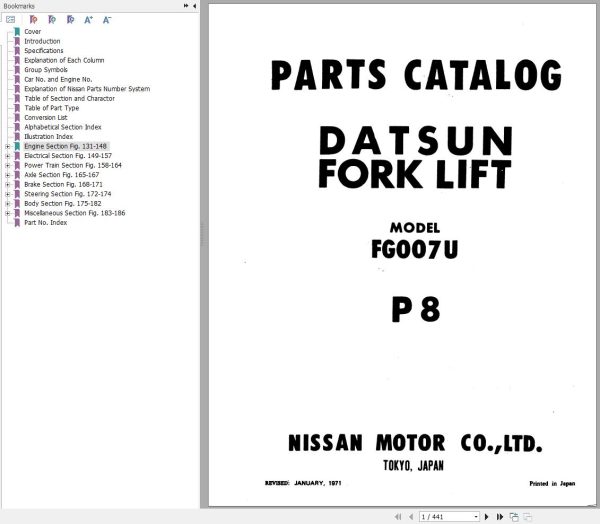Nissan Forklift FG007U Parts Catalog CF097 UBOOK Nissan Forklift Fg007U Parts Catalog Cf097 Ubook