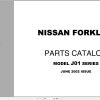 Nissan Forklift J01 Series Parts Catalog CF380 UBOOK