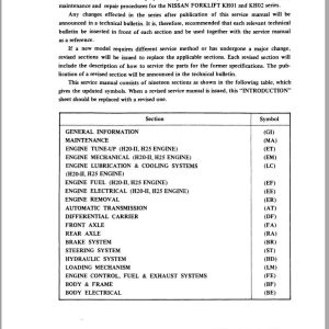 Nissan Forklift KH01 KH02 Series Service Manual
