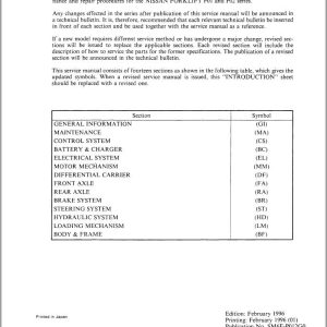 Nissan Forklift P01 P02 Service Manual