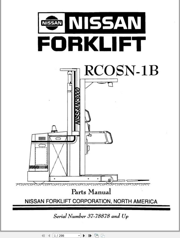 Nissan Forklift RC0SN 1B Parts Manual