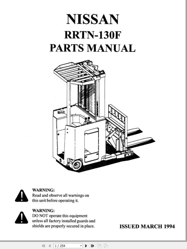 Nissan Forklift RRTN 130F Parts Manual