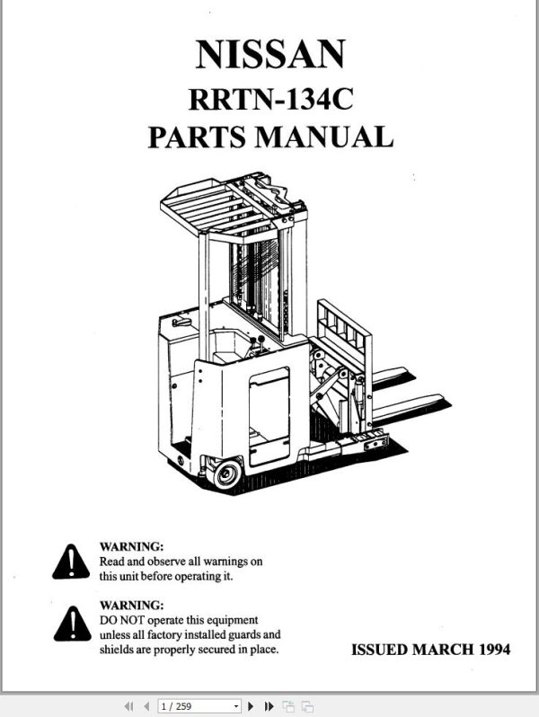 Nissan Forklift RRTN 134C Parts Manual