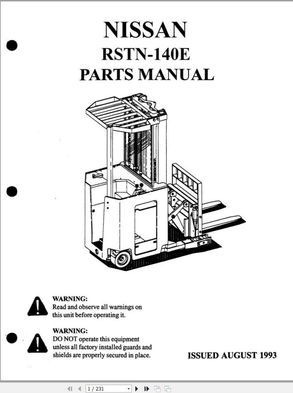 Nissan Forklift RSTN 140E Parts Manual
