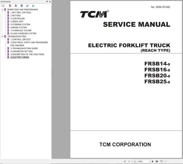 TCM Forklift FRSB14 8 FRSB16 8 FRSB20 8 FRSB25 8 Service Manual SEB 7E3AE 186249c568ee9be1b