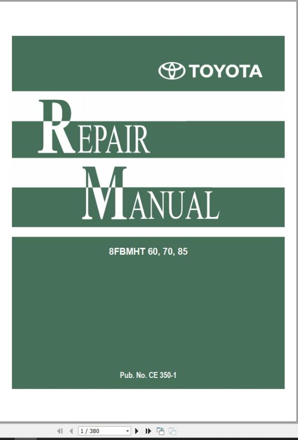 Toyota Forklift 8FBMHT60 8FBMHT70 8FBMHT85 Repair Manual CE350 1