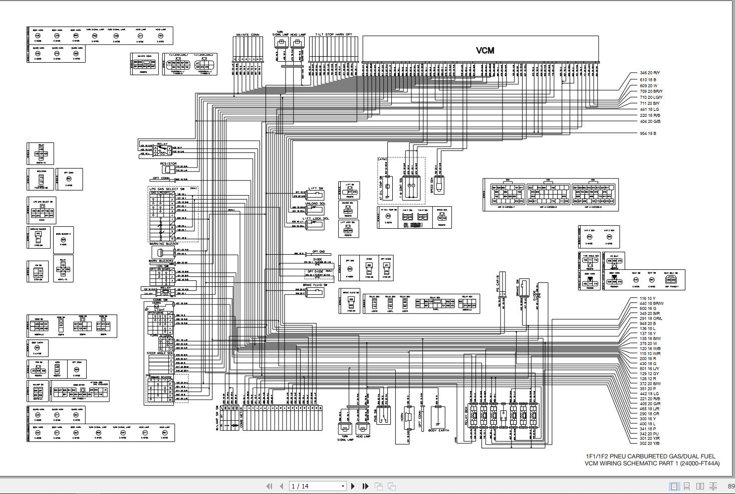 Unicarriers Forklift 1F1 1F2 Electrical Schematic