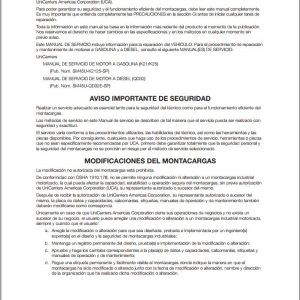 Unicarriers Forklift 1F1 1F2 Service Manual ES