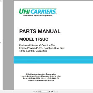 Unicarriers Forklift 1F2UC Parts Manual PM4UC 1F2UC