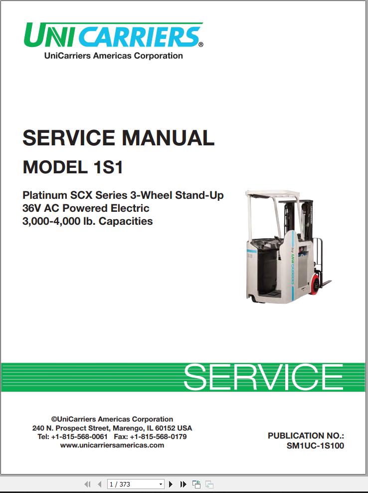 Unicarriers Forklift 1S1 Service Manual SM1UC 1S100