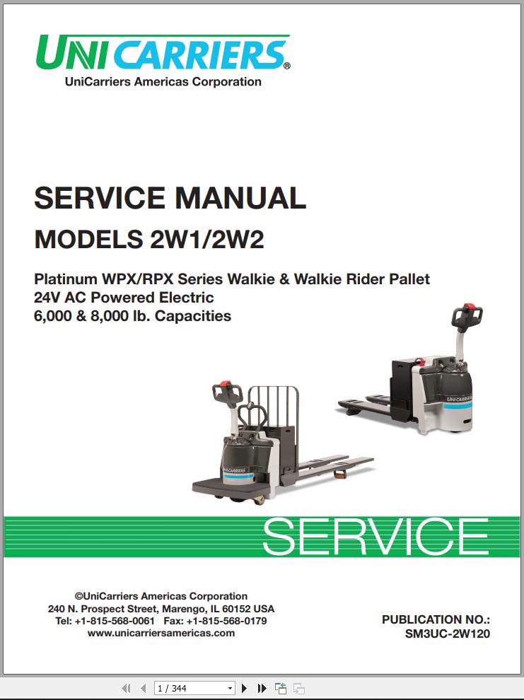 Unicarriers Forklift 2W1 2W2 Service Manual SM3UC 2W120