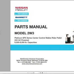 Unicarriers Forklift 2W3 Parts Manual CF840 UBOOK