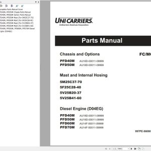 Unicarriers Forklift PFD40M PFD50M Parts Manual 997PE 56000