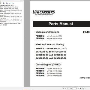 Unicarriers Forklift PFD60M PFD70M Parts Manual 997PE 56100