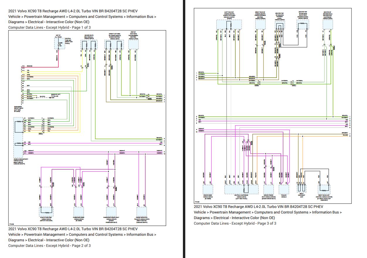 Volvo XC90 2021 T8 Recharge AWD L4-2.0L Turbo Electrical Wiring Diagrams