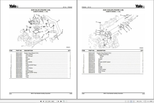 Yale Forklift GP135VX to GP155VX Parts Manual 550055262 2