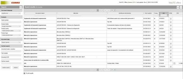 CLAAS WebTIC Espanol 01.2024 Operator Repair Manual Service Documentation