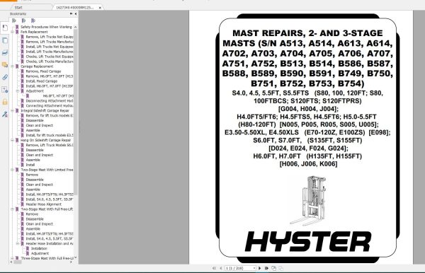 Hyster Forklift Class 1 Updated 12.2023 Electric Motor Rider Trucks Service Repair Manuals 7