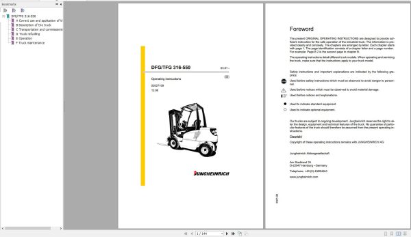 Jungheinrich Forklift 1.45 GB Electric Hydraulic Schematic Operation Service Manual 10