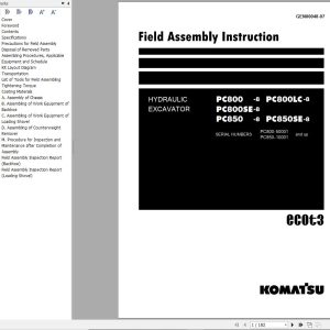 Komatsu Excavator PC800 8 to PC850SE 8 Field Assembly Instruction GEN00048 07