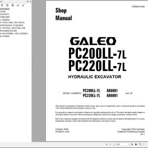 Komatsu Hydraulic Excavator Galeo PC200LL 7L PC220LL 7L Shop Manual CEBD014300