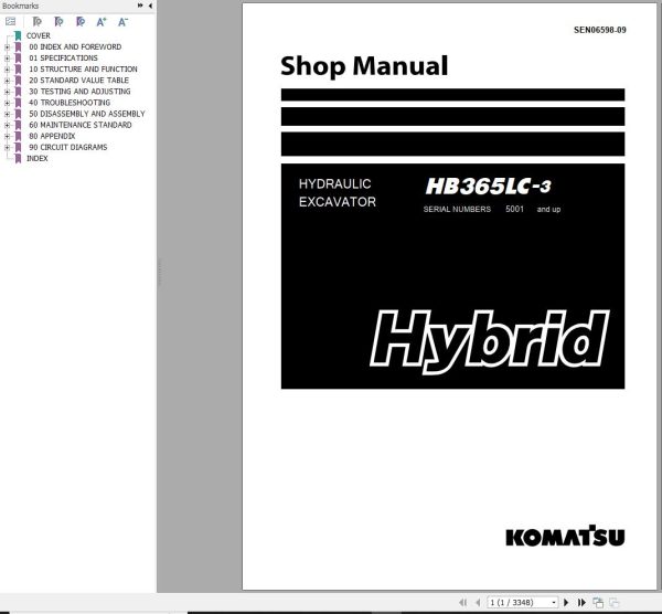 Komatsu Hydraulic Excavator HB365LC 3 Shop Manual SEN06598 09