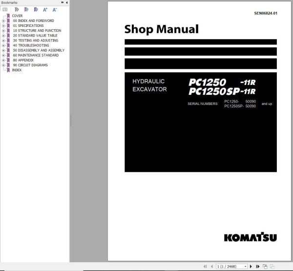 Komatsu Hydraulic Excavator PC1250 11R PC1250SP 11R Shop Manual SEN06824 01