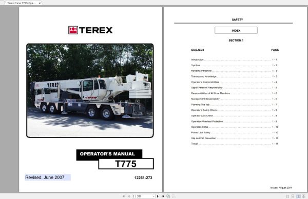 Terex Crane T775 Operator Part Manual Hydraulic Schematic 1