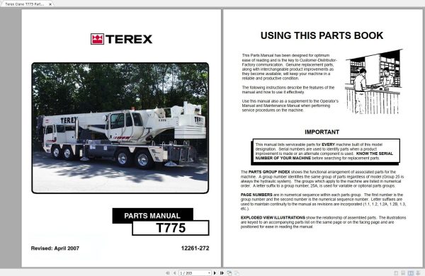 Terex Crane T775 Operator Part Manual Hydraulic Schematic 3