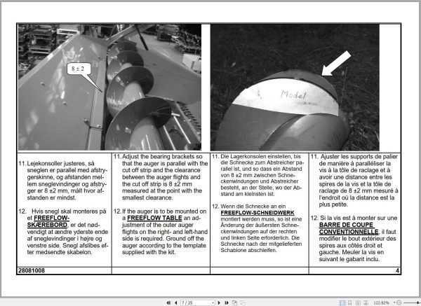 AGCO Combine Harvesters 5 6 8 Straw Walkers Rape Auger Fitting Instruction 28021008 3 1