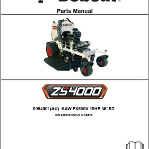 Bobcat Zero Turn Mower ZS4000 Parts Manual 4178823PMenUS 1