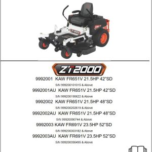 Bobcat Zero Turn Mower ZT2000 Parts Manual 7468069enUS 1