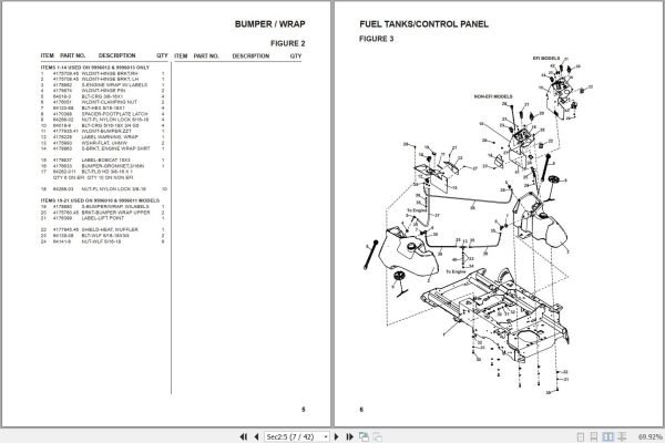 Bobcat Zero Turn Mower ZT6000 ZT6100 Parts Manual 4178815PMenUS 2