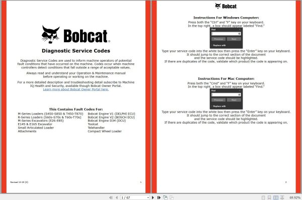 Bodcat Dianostic Service Codes List