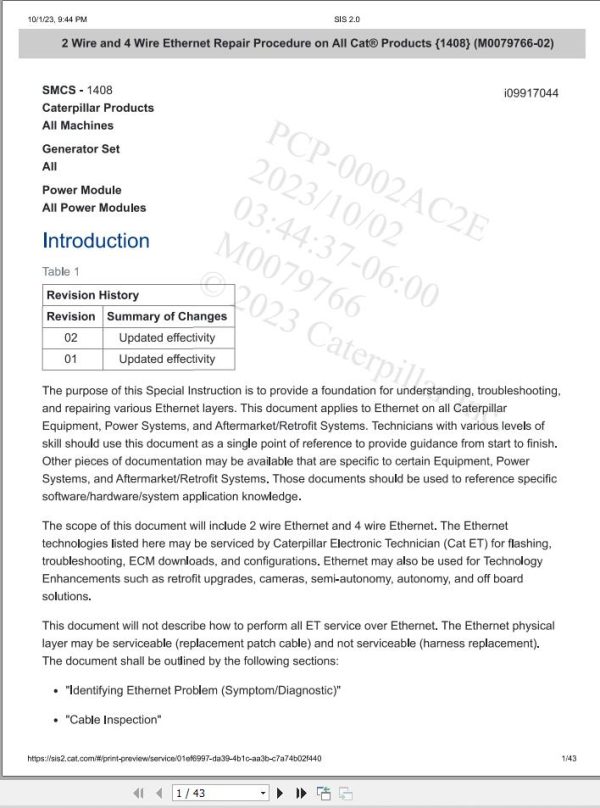 CAT Ethernet Testing Procedure Manual