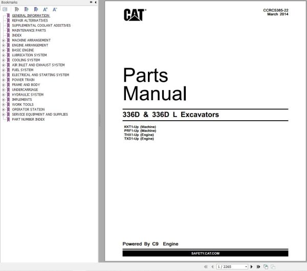 CAT Excavator 336D 336DL Parts Manual CCRC5385 22